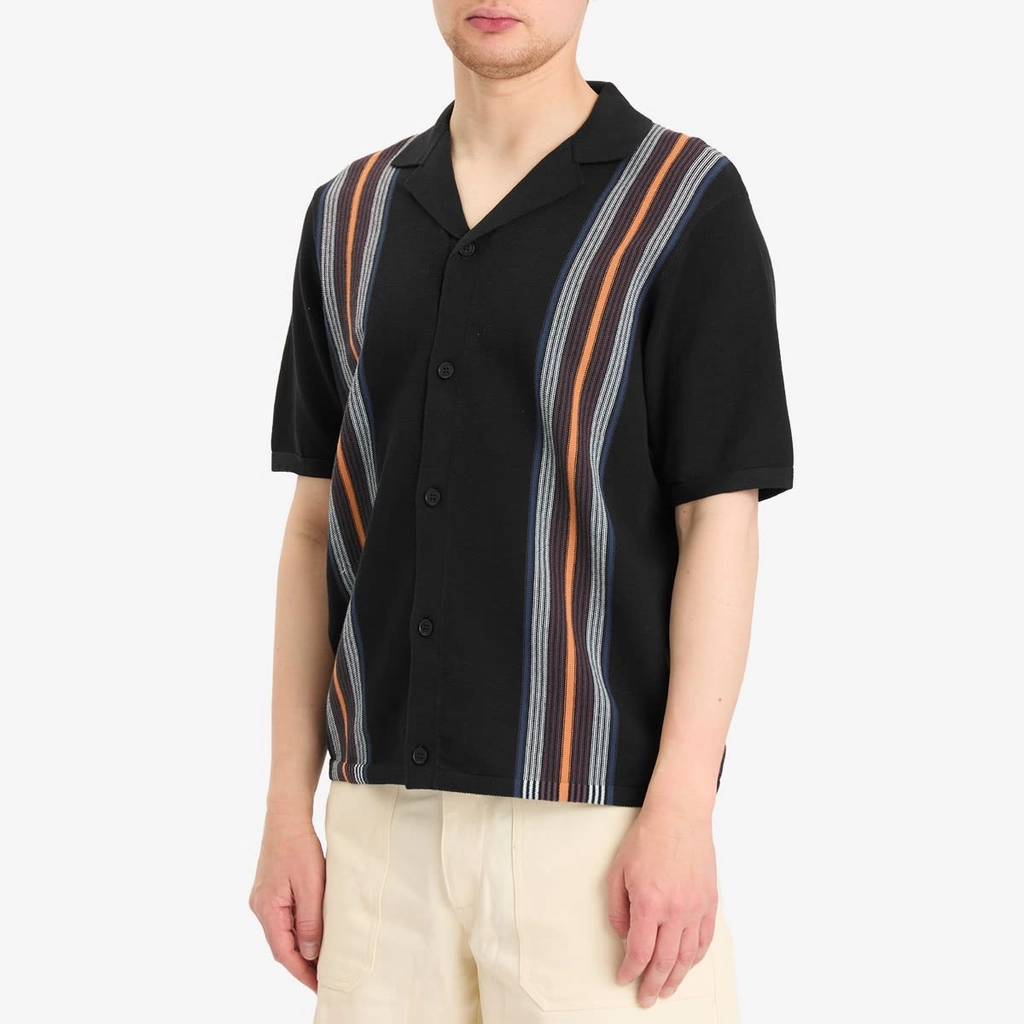 Wax London Men's Ivy Cotton Stripe Vacation Shirt Black/Multi